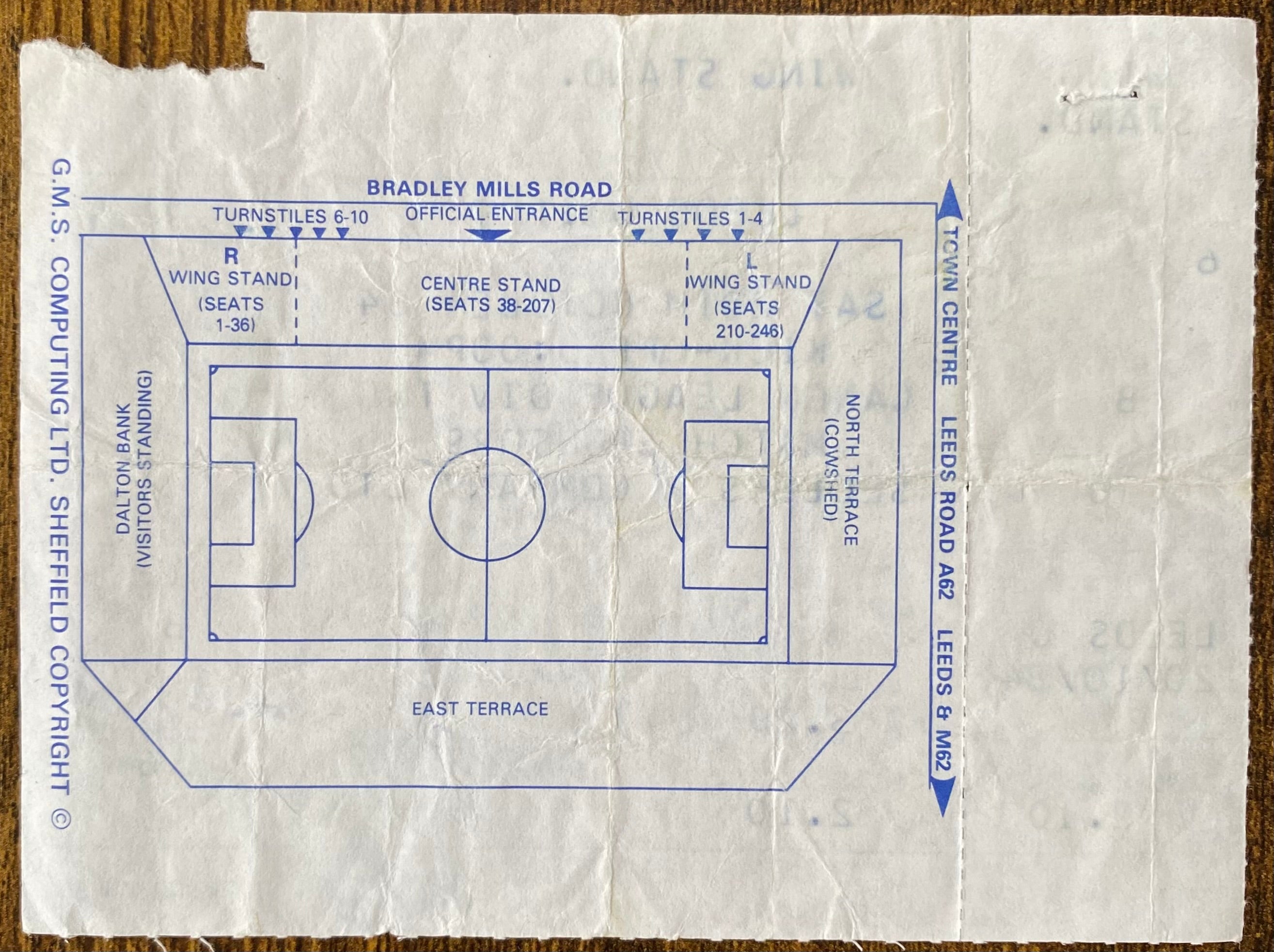 1984/85 ORIGINAL DIVISION TWO UNUSED TICKET HUDDERSFIELD TOWN V LEEDS UNITED
