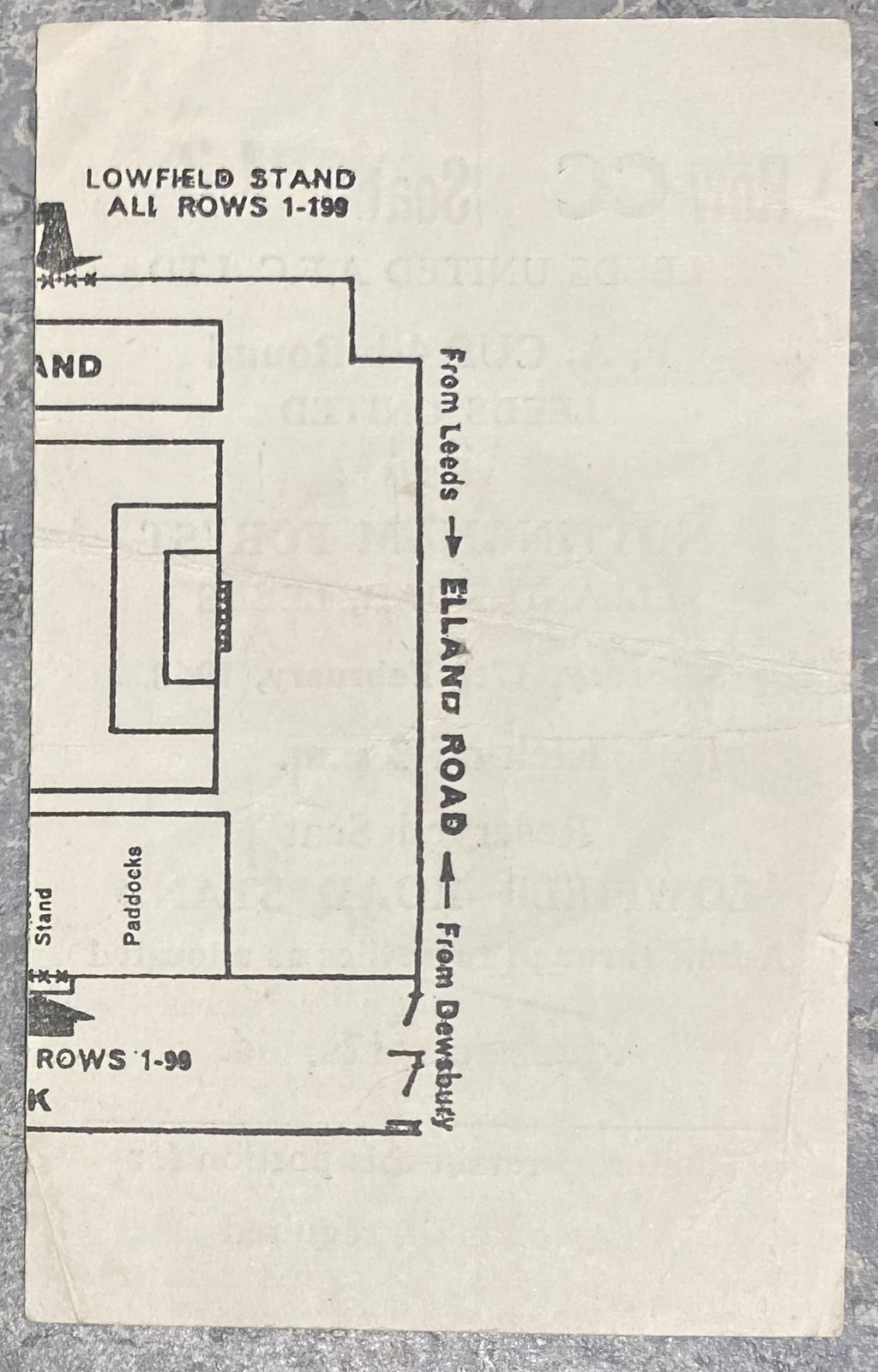 1967/68 ORIGINAL FA CUP 4TH ROUND TICKET LEEDS UNITED V NOTTINGHAM FOREST