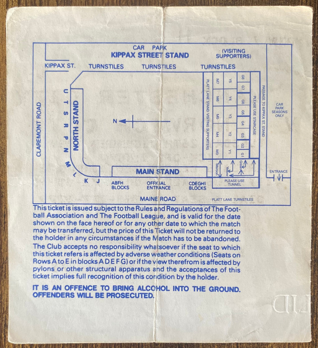 1989/90 ORIGINAL DIVISION ONE TICKET MANCHESTER CITY V NORWICH CITY