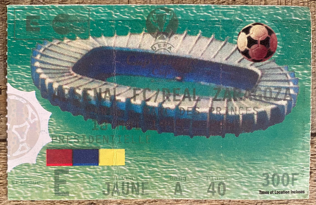 1994/95 ORIGINAL EUROPEAN CUP WINNERS CUP  FINAL TICKET ARSENAL V REAL ZARAGOZA @ PARIS