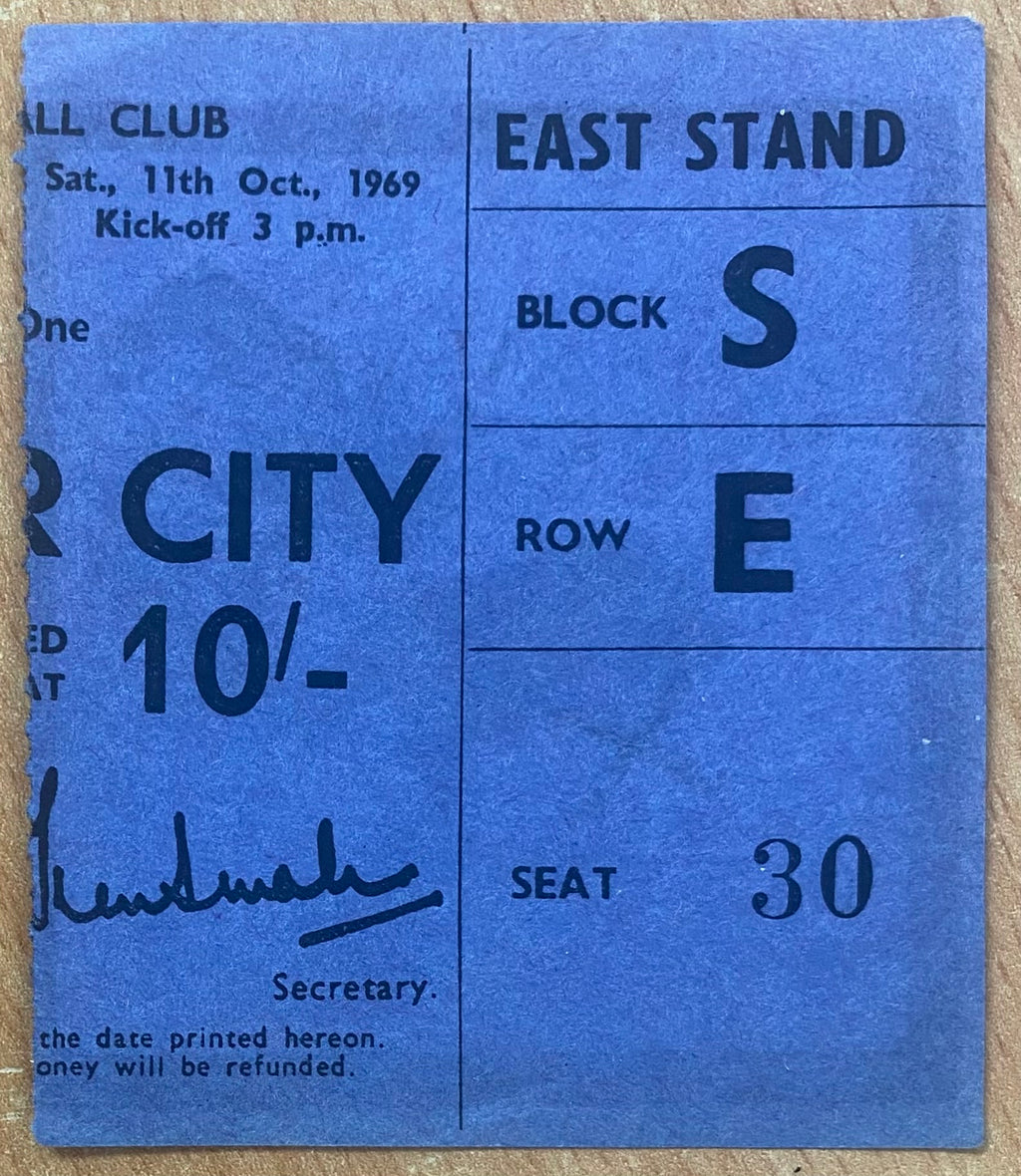 1969/70 ORIGINAL DIVISION 1 TICKET NOTTINGHAM FOREST V MANCHESTER CITY
