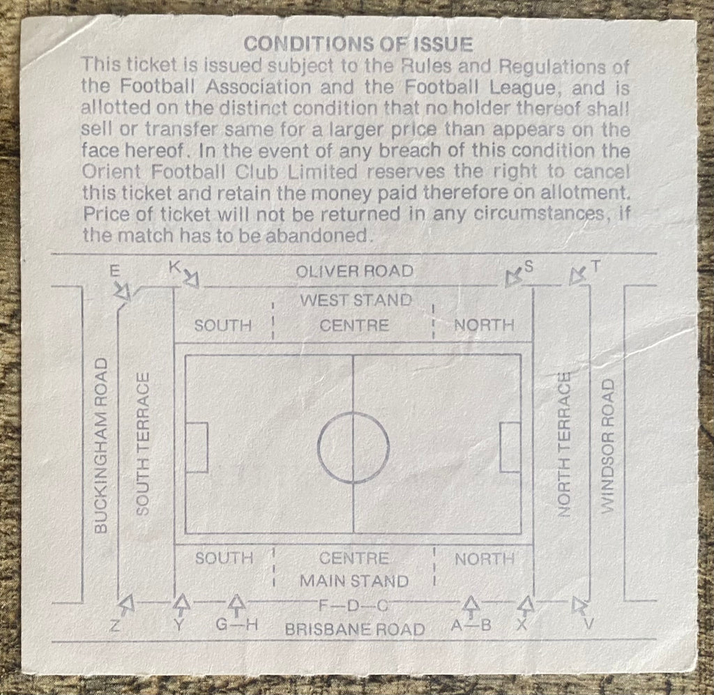 1978/79 ORIGINAL DIVISION 2 TICKET ORIENT V WEST HAM UNITED