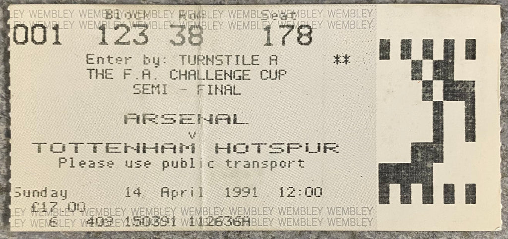 1991 ORIGINAL FA CUP SEMI FINAL TICKET TOTTENHAM HOTSPUR V ARSENAL