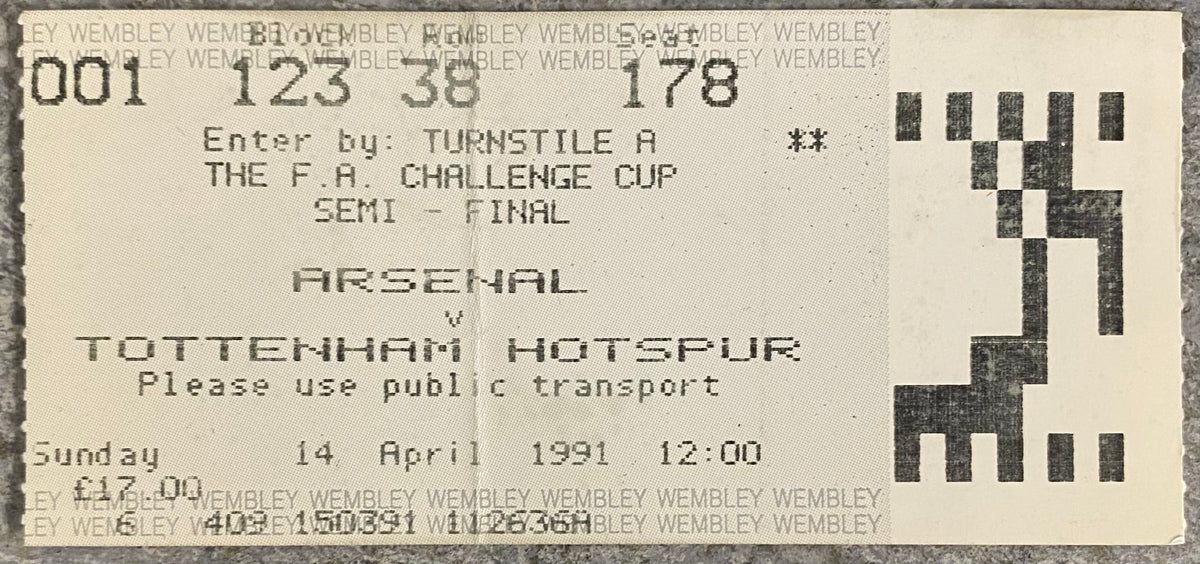 1991 ORIGINAL FA CUP SEMI FINAL TICKET TOTTENHAM HOTSPUR V ARSENAL