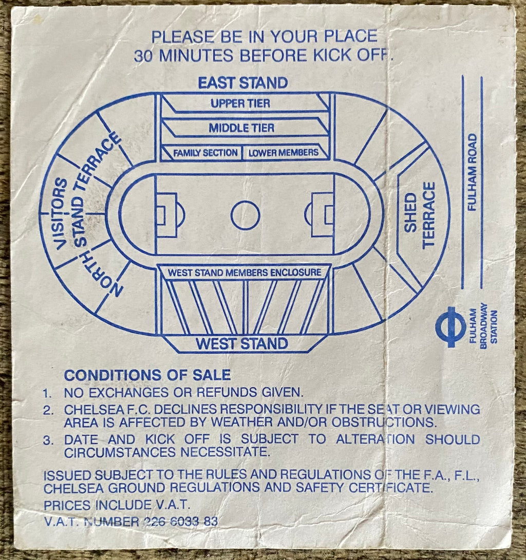 1990/91 ORIGINAL DIVISION 1 TICKET CHELSEA V LEEDS UNITED