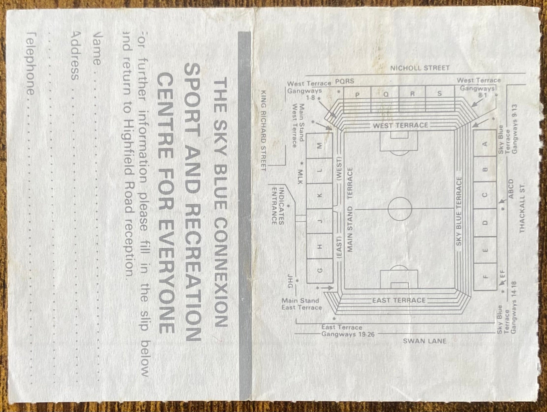 1984/85 ORIGINAL DIVISION 1 TICKET COVENTRY CITY V LEICESTER CITY