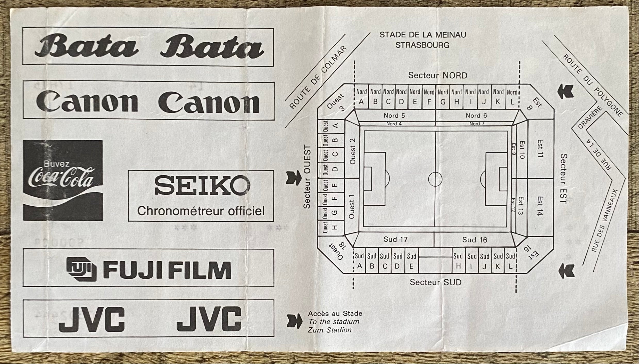 1984 ORIGINAL EURO 84 1ST ROUND TICKET WEST GERMANY V PORTUGAL @ STRASBOURG