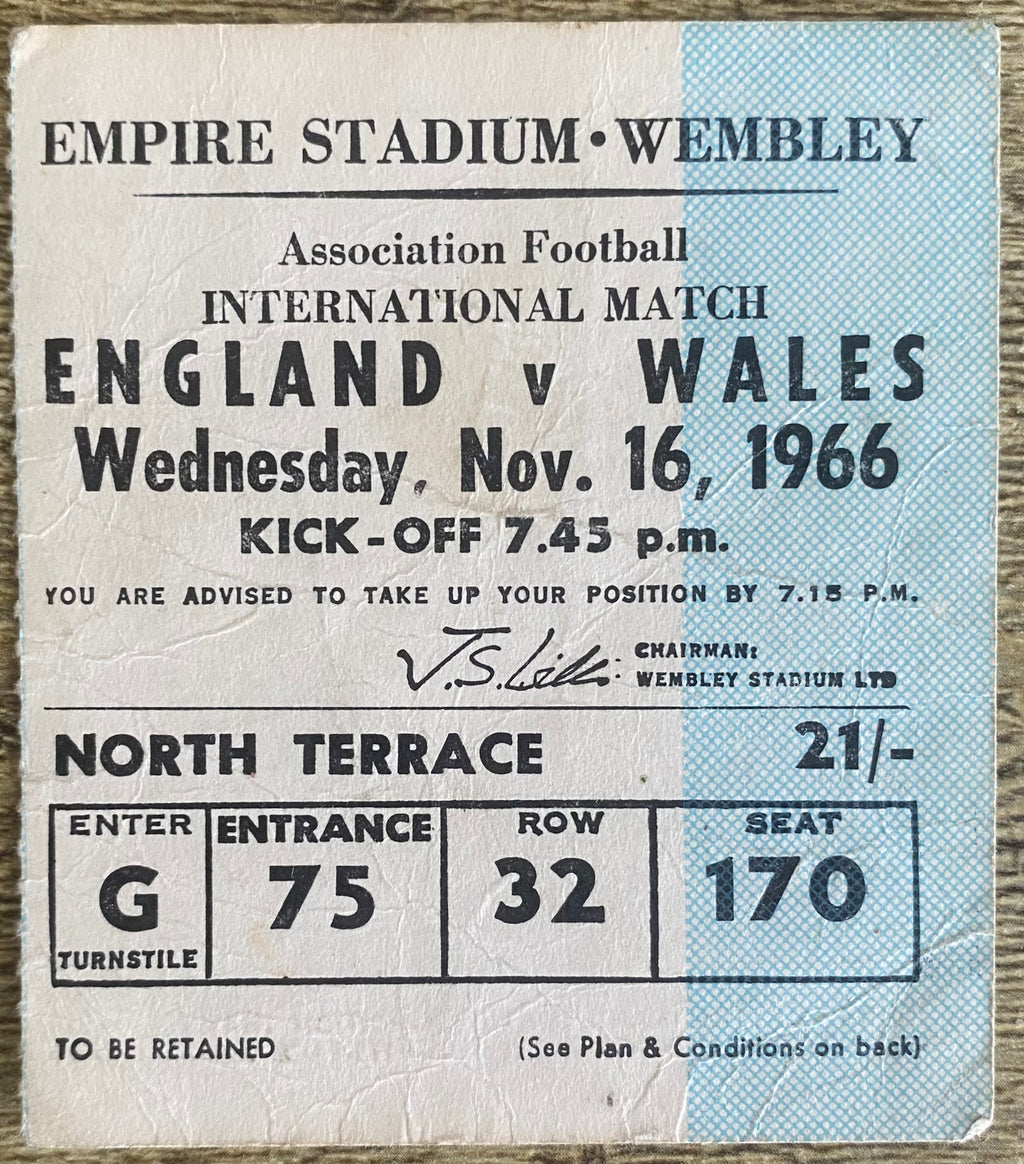 1966 ORIGINAL BRITISH HOME CHAMPIONSHIPS TICKET ENGLAND V WALES