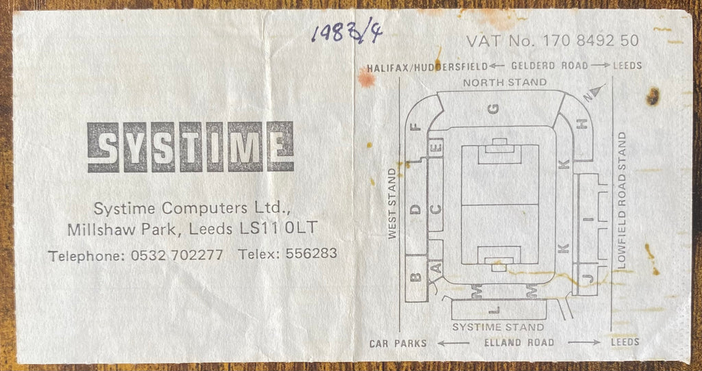 1983/84 ORIGINAL DIVISION TWO TICKET LEEDS UNITED V FULHAM