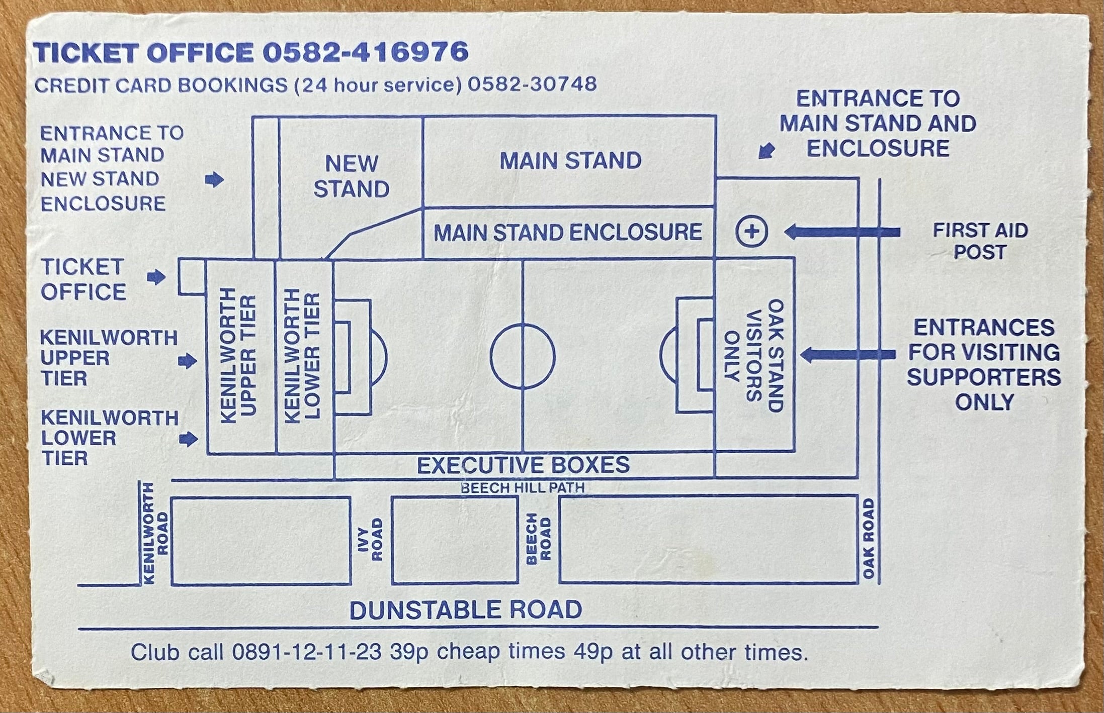 1994/95 ORIGINAL DIVISION 1 TICKET LUTON TOWN V SUNDERLAND