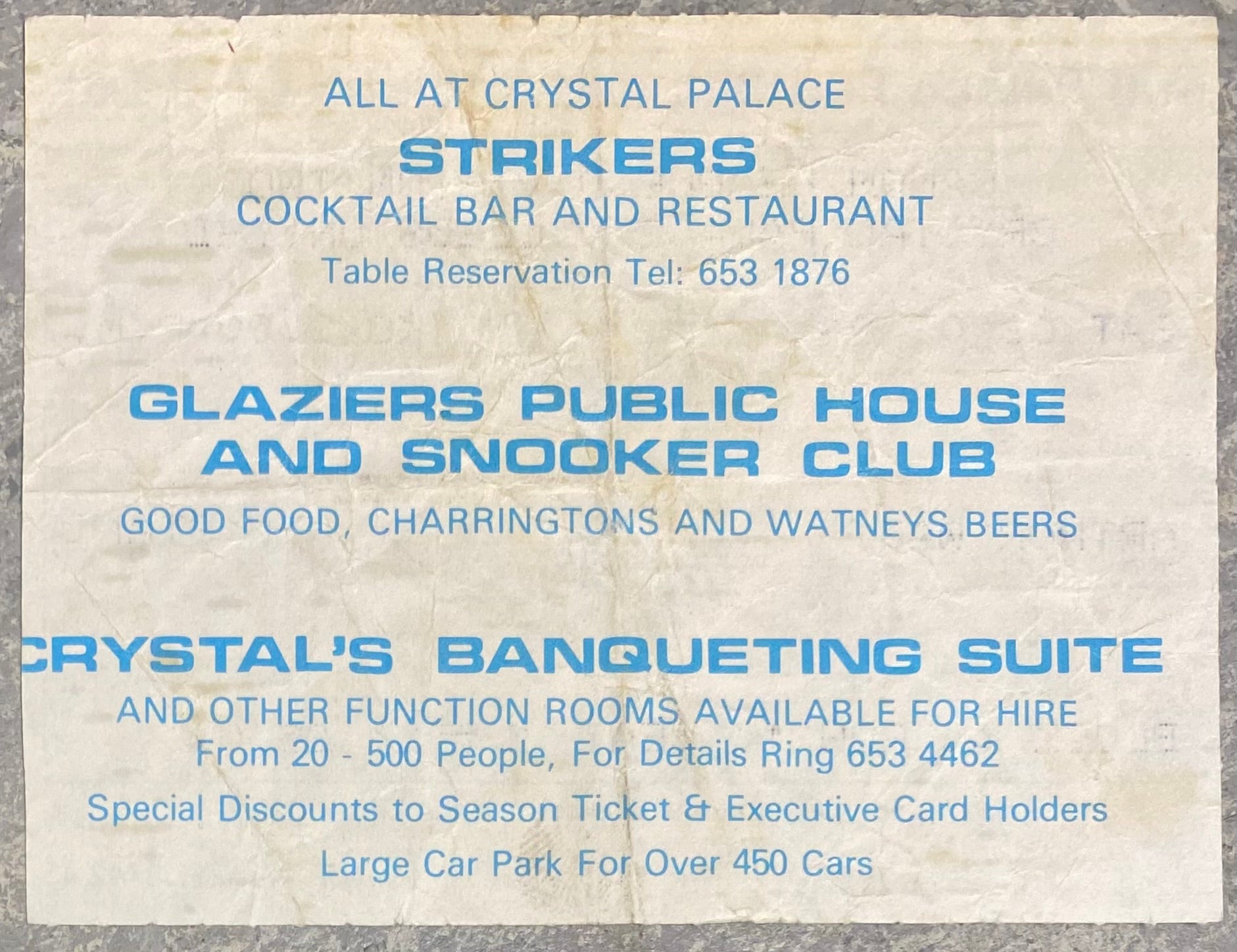 1983/84 ORIGINAL DIVISION TWO TICKET CRYSTAL PALACE V LEEDS UNITED