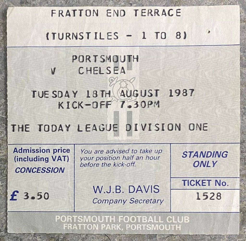 1987/88 ORIGINAL DIVISION 1 TICKET PORTSMOUTH V CHELSEA