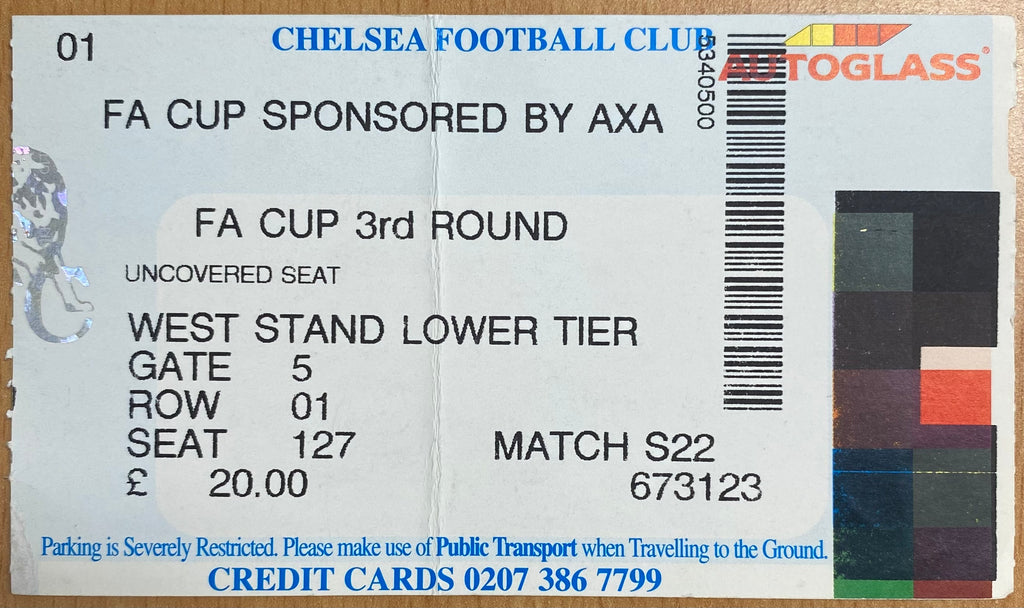 2000/01 ORIGINAL FA CUP 3RD ROUND TICKET CHELSEA V PETERBOROUGH UNITED