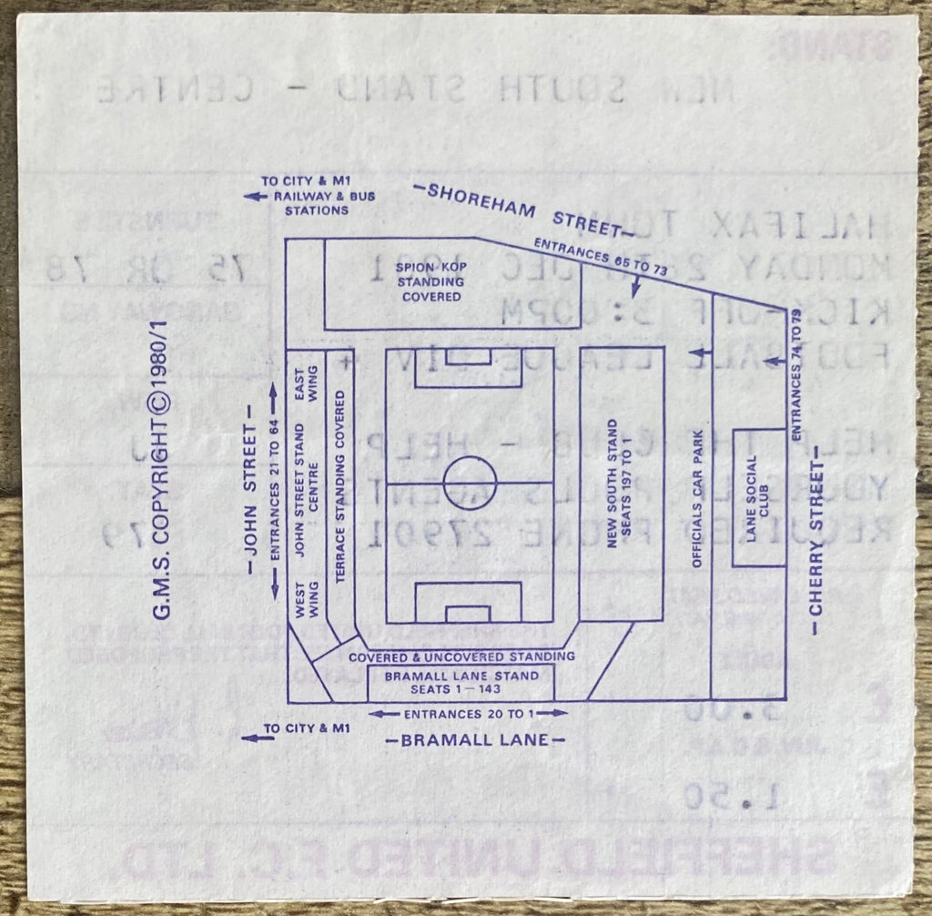 1981/82 ORIGINAL DIVISION FOUR TICKET SHEFFIELD UNITED V HALIFAX TOWN