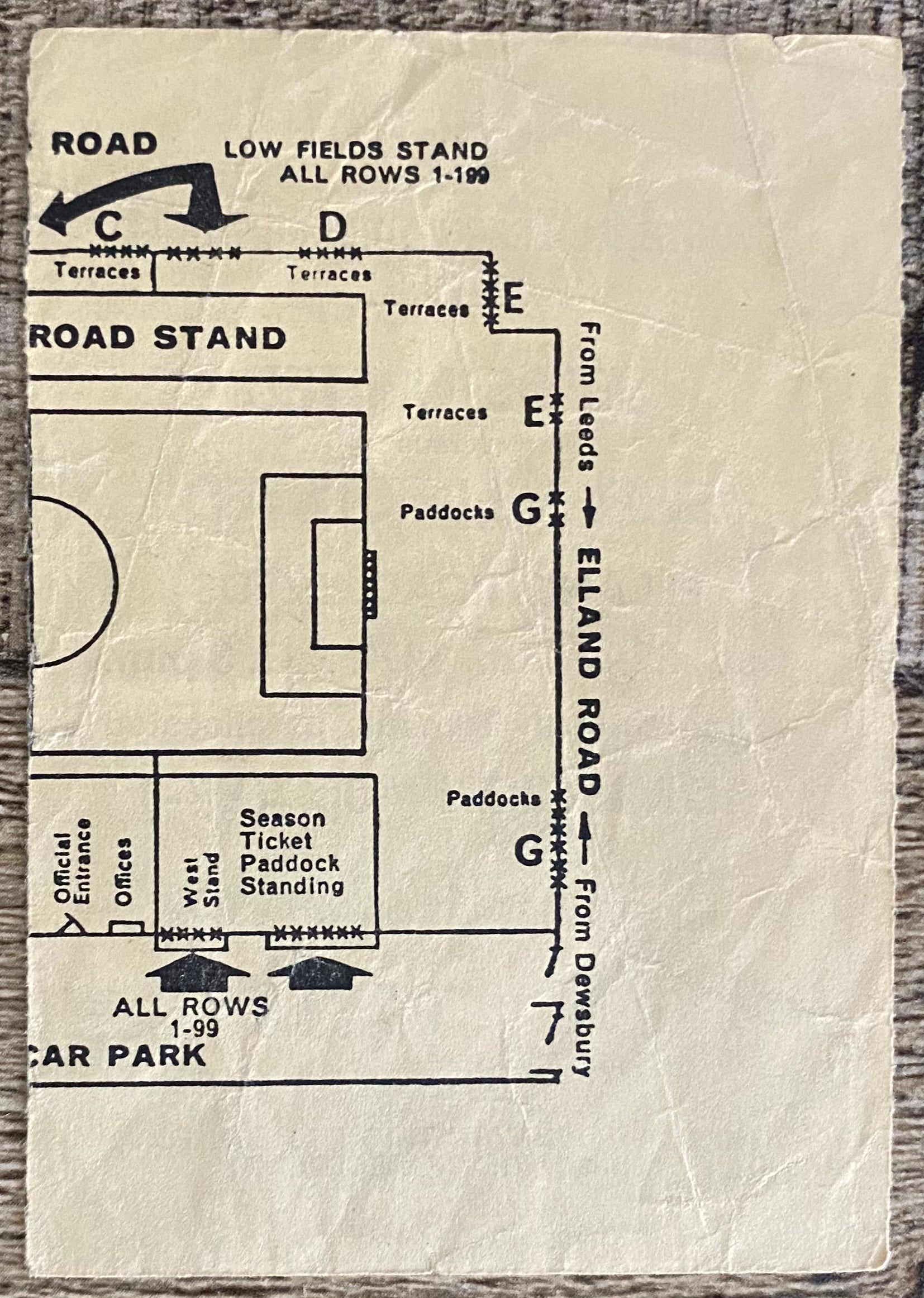 1971/72 ORIGINAL DIVISION ONE TICKET LEEDS UNITED V SHEFFIELD UNITED