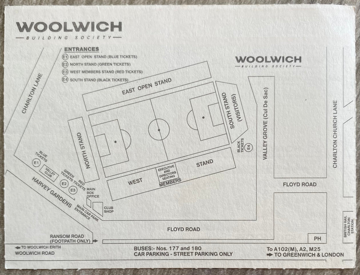 1992/93 ORIGINAL DIVISION 1 TICKET CHARLTON ATHLETIC V CAMBRIDGE UNITED