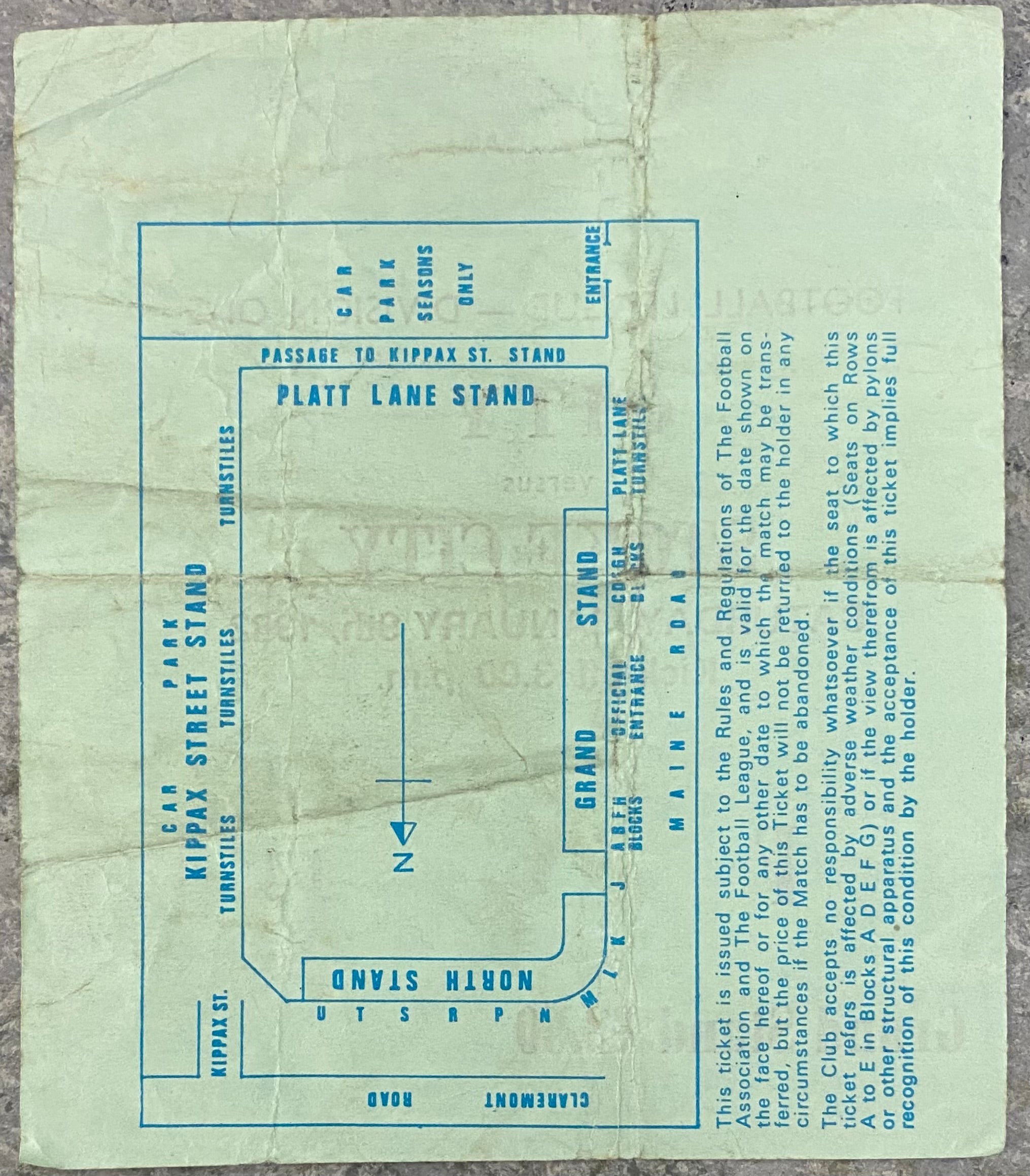 1981/82 ORIGINAL DIVISION 1 TICKET MANCHESTER CITY V STOKE CITY