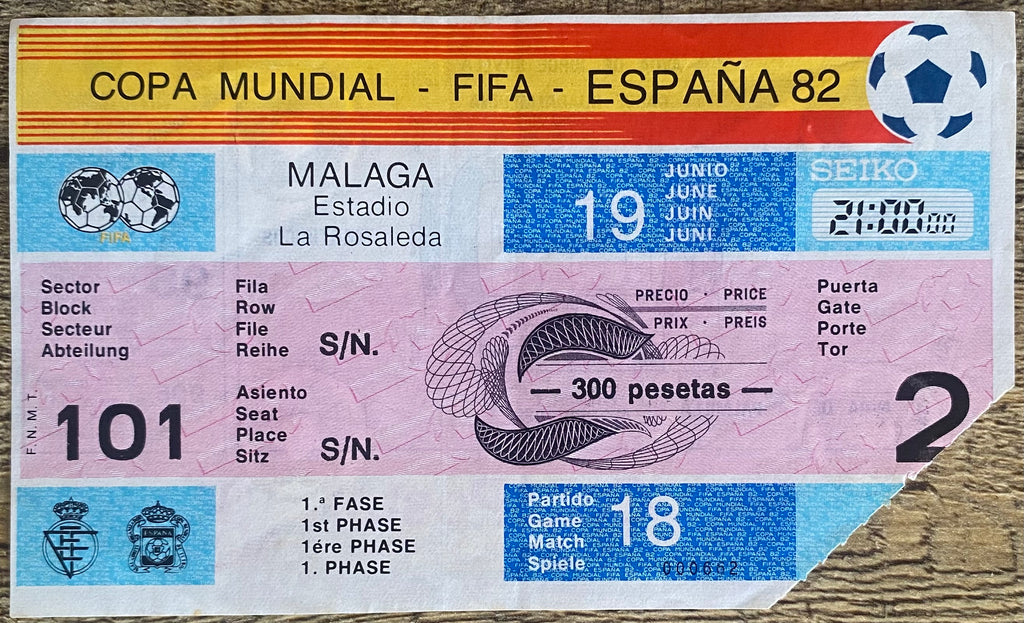 1982 ORIGINAL WORLD CUP 1ST ROUND TICKET SCOTLAND V NEW ZEALAND @ MALAGA