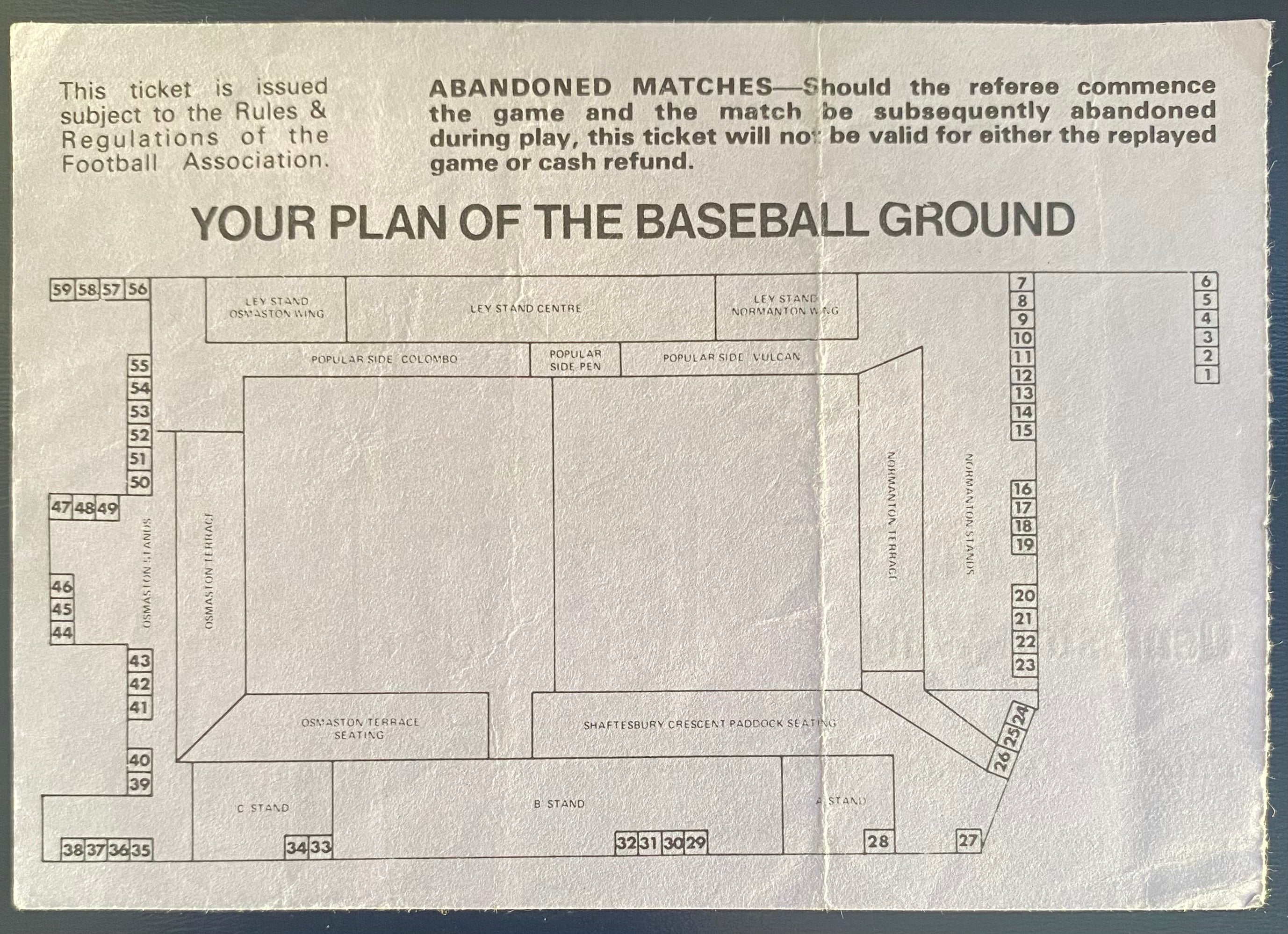 1979/80 ORIGINAL DIVISION 1 TICKET DERBY COUNTY V MANCHESTER CITY