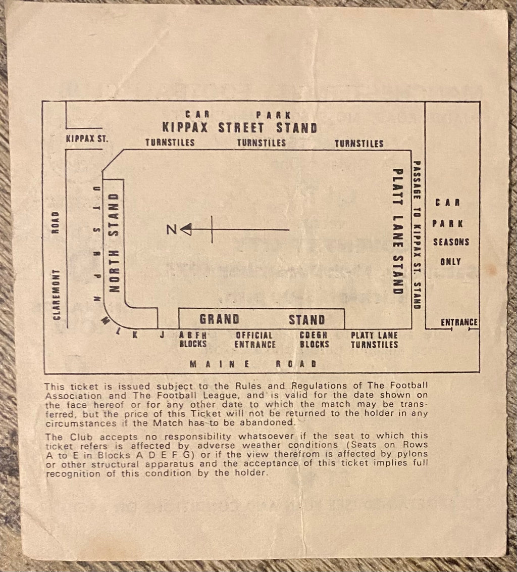 1975/76 ORIGINAL DIVISION 1 TICKET MANCHESTER CITY V COVENTRY CITY