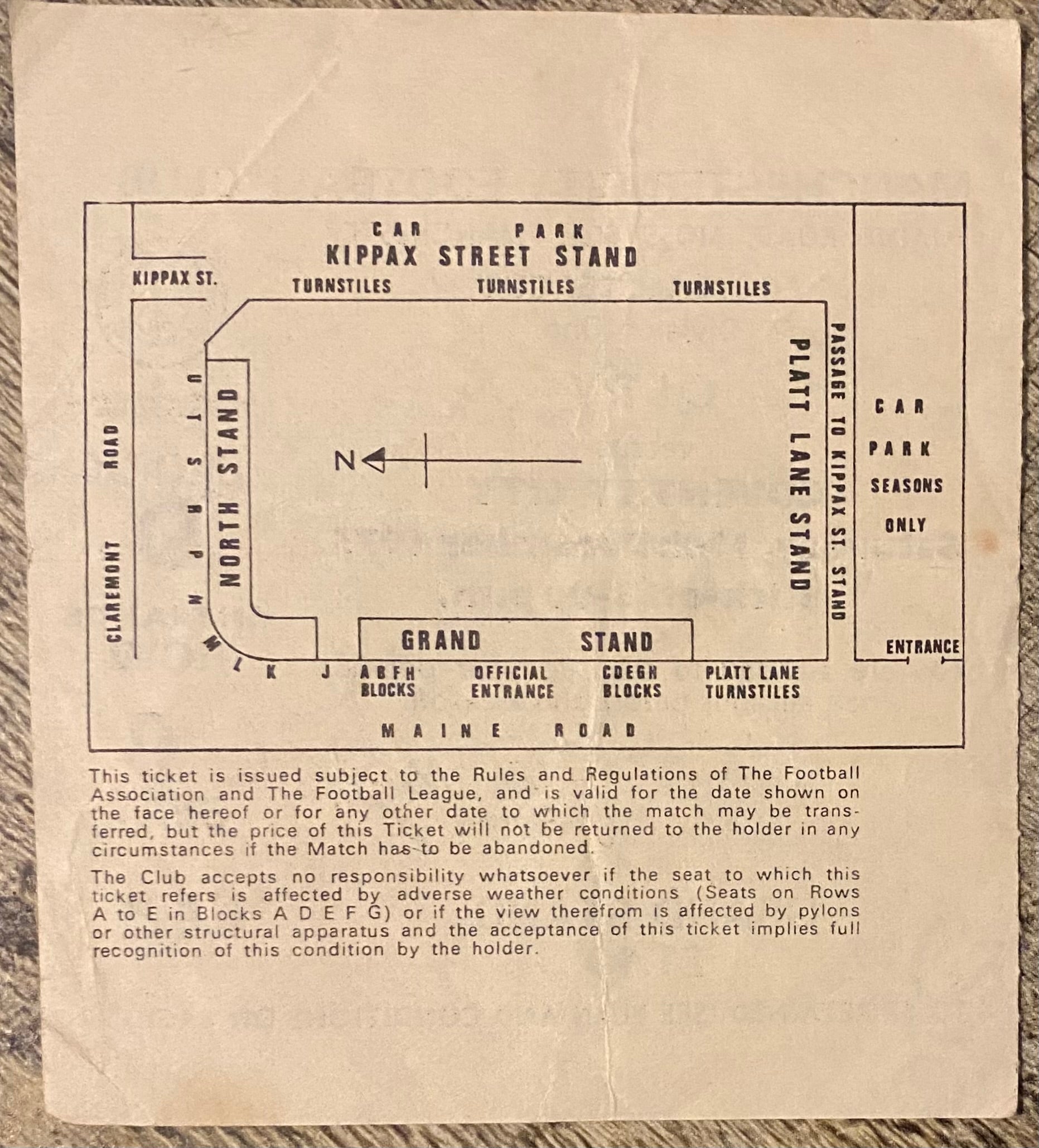 1975/76 ORIGINAL DIVISION 1 TICKET MANCHESTER CITY V COVENTRY CITY