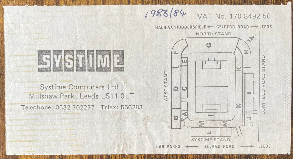 1983/84 ORIGINAL DIVISION TWO TICKET LEEDS UNITED V BARNSLEY