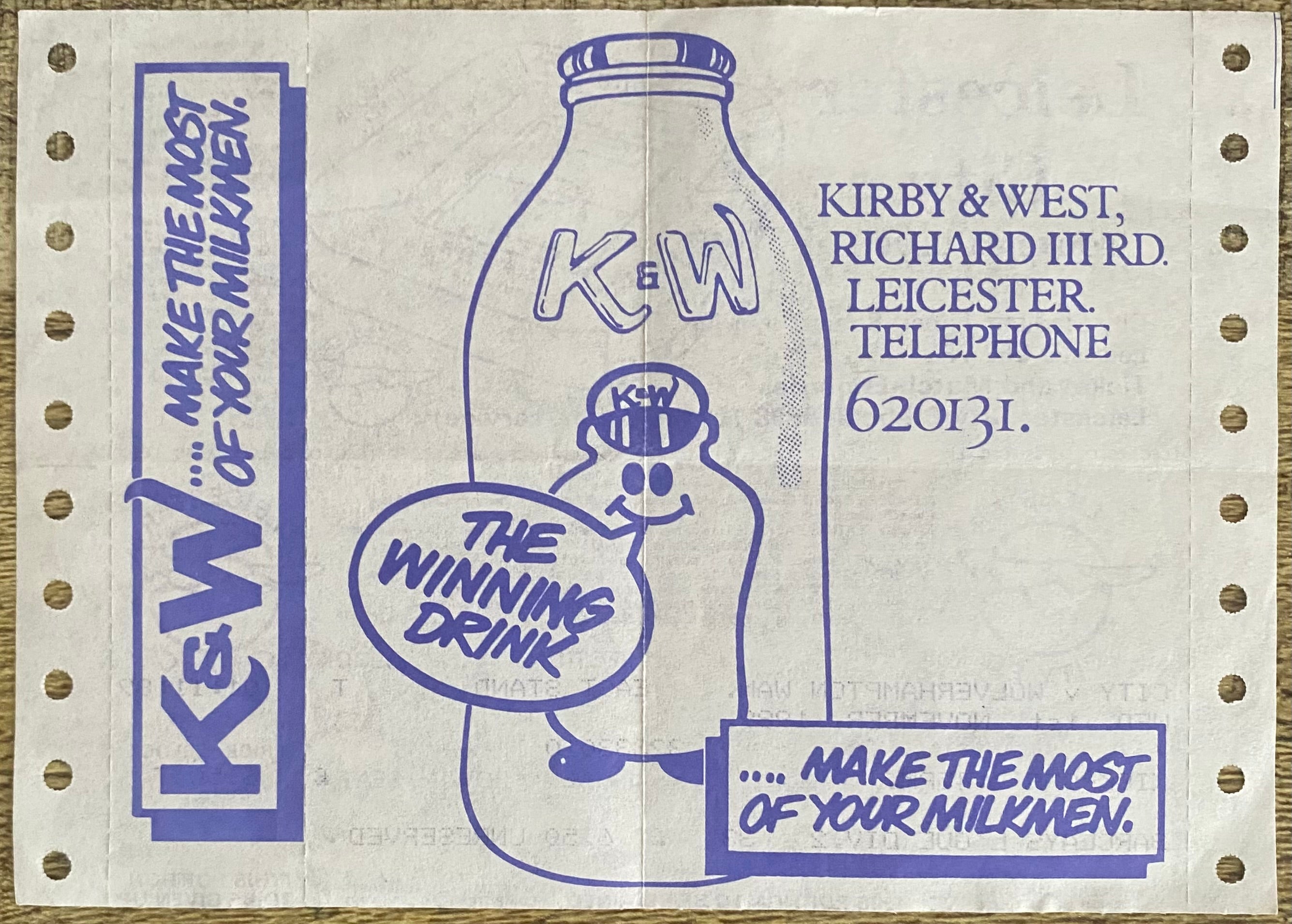 1989/90 ORIGINAL DIVISION 2 UNUSED TICKET LEICESTER CITY V WOPLVERHAMPTON WANDERERS