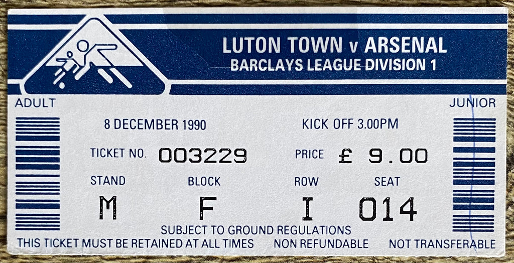 1990/91 ORIGINAL DIVISION 1 TICKET LUTON TOWN V ARSENAL