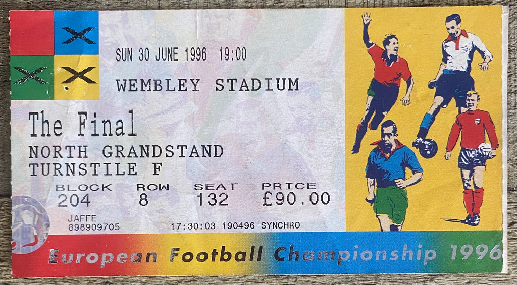 1996 ORIGINAL EUROPEAN CHAMPIONSHIPS EURO 96 THE FINAL TICKET CZECH REPUBLIC V GERMANY @ WEMBLEY