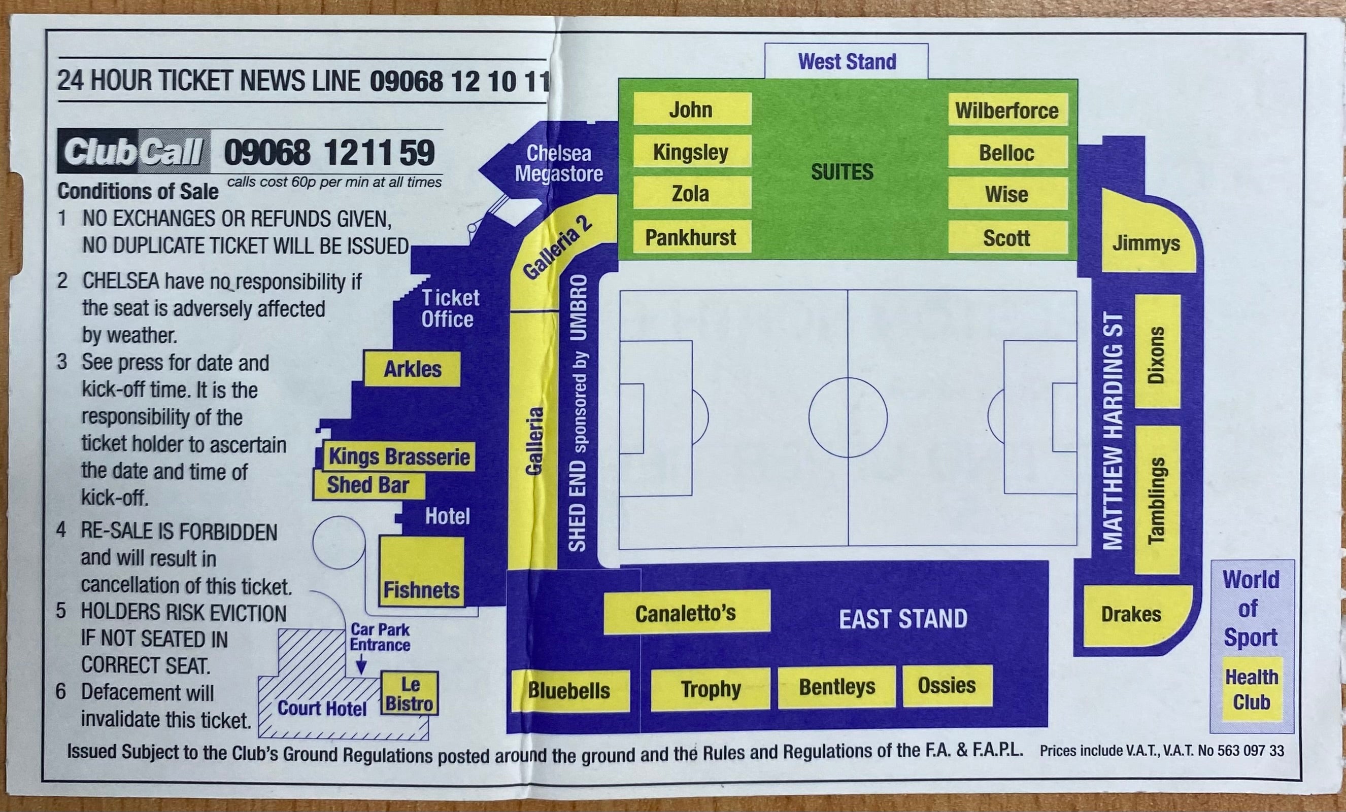 2001/02 ORIGINAL FA CUP 5TH ROUND TICKET CHELSEA V PRESTON NORTH END