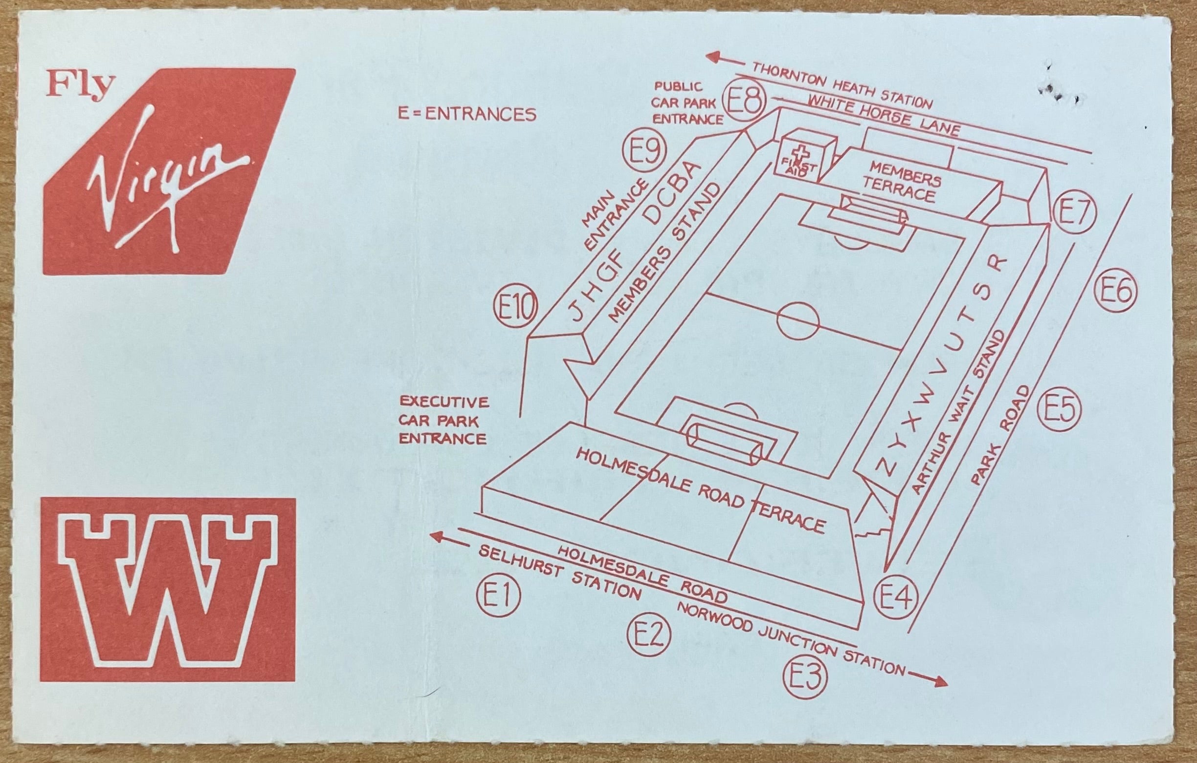 1990/91 ORIGINAL DIVISION 1 TICKET CRYSTAL PALACE V LIVERPOOL