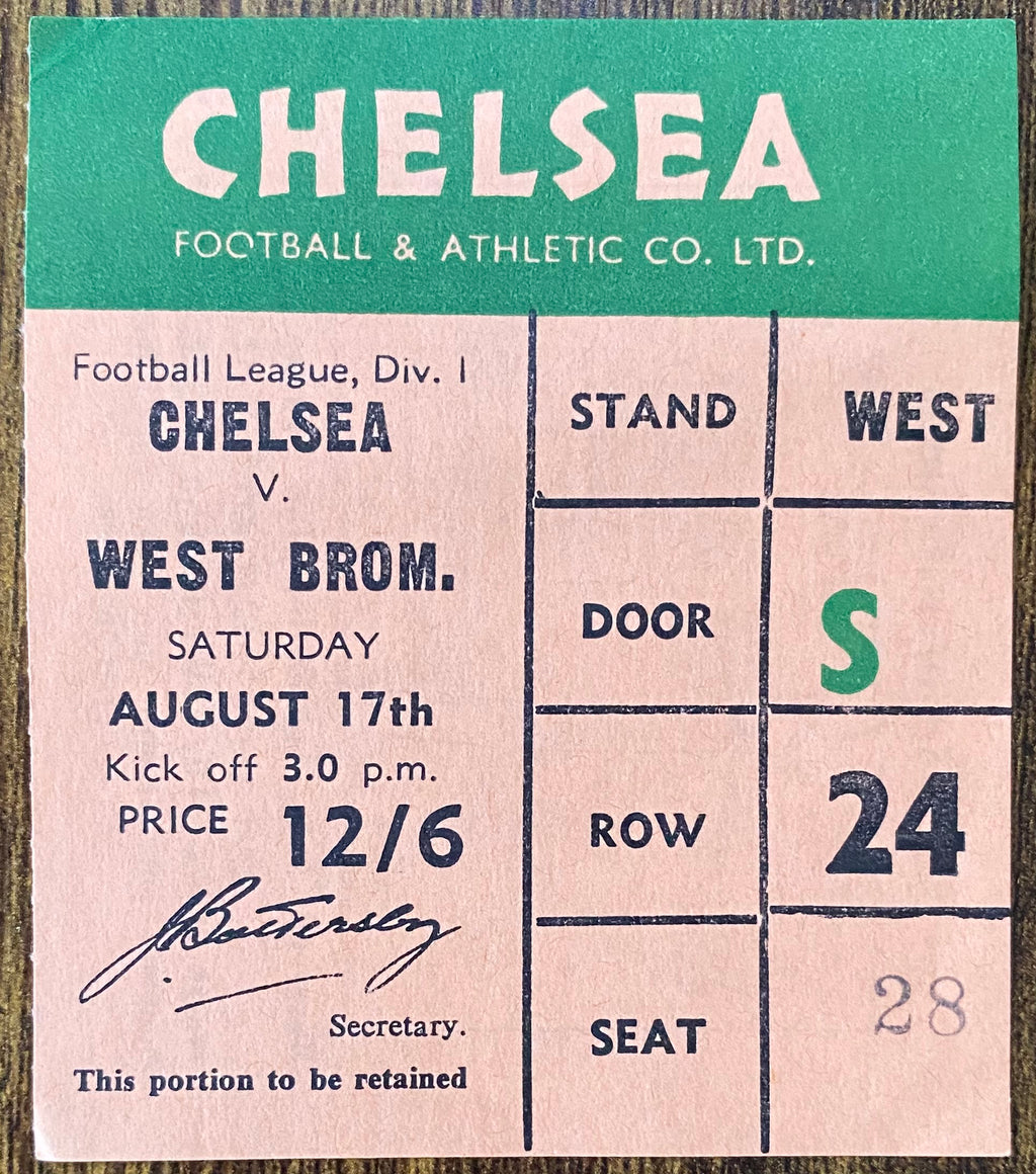 1968/69 ORIGINAL  DIVISION 1 TICKET CHELSEA V WEST BROMWICH ALBION