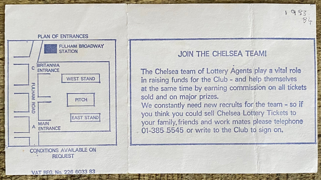 1983/84 ORIGINAL DIVISION 2 TICKET CHELSEA V CARDIFF CITY