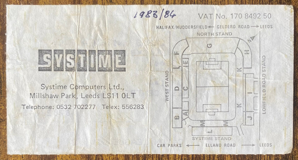 1983/84 ORIGINAL DIVISION TWO TICKET LEEDS UNITED V BLACKBURN ROVERS