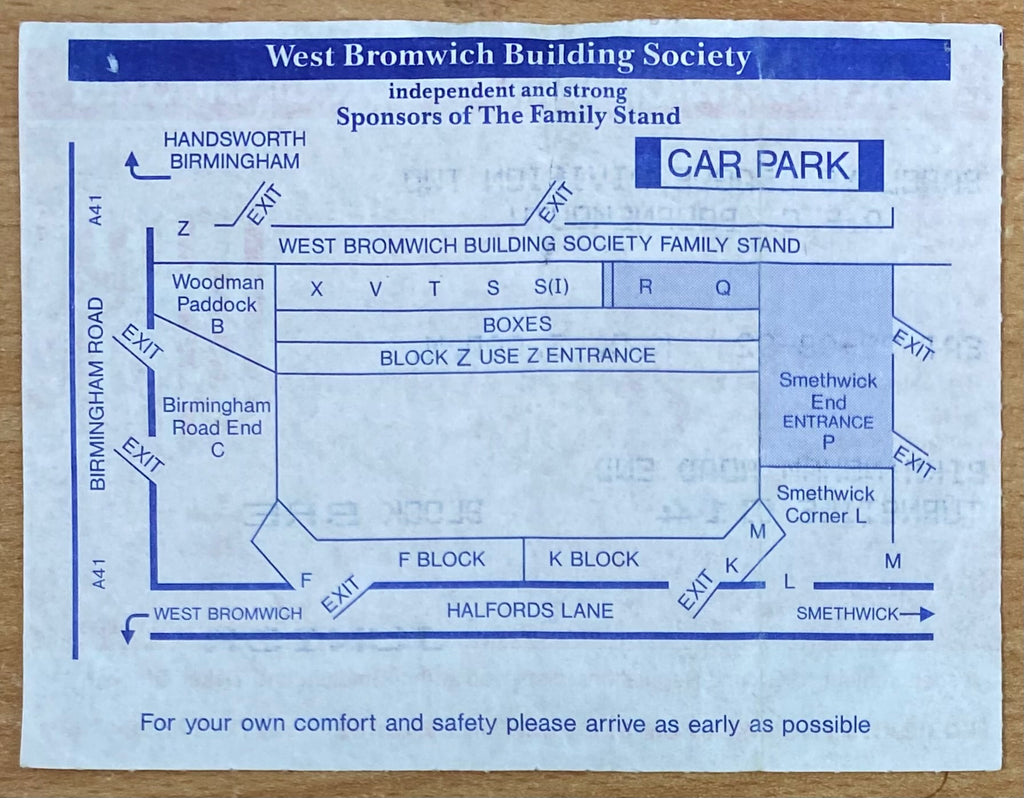 1992/93 ORIGINAL DIVISION 2 TICKET WEST BROMWICH ALBION V AFC BOURNEMOUTH