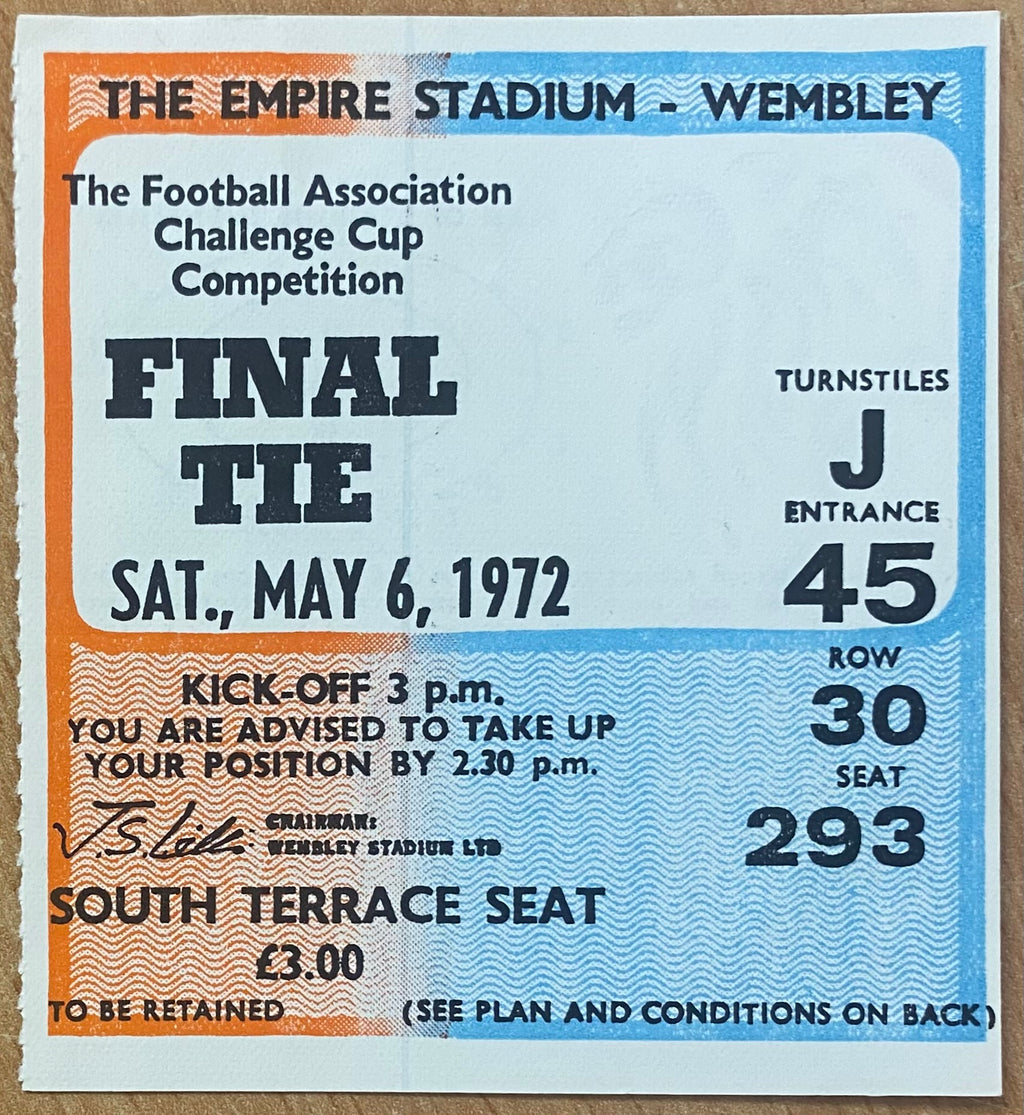 1972 ORIGINAL FA CUP FINAL TICKET ARSENAL V LEEDS UNITED