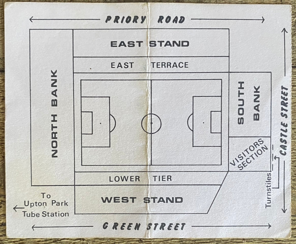 1989/90 ORIGINAL DIVISION 2 TICKET WEST HAM UNITED V WOLVERHAMPTON WANDERERS