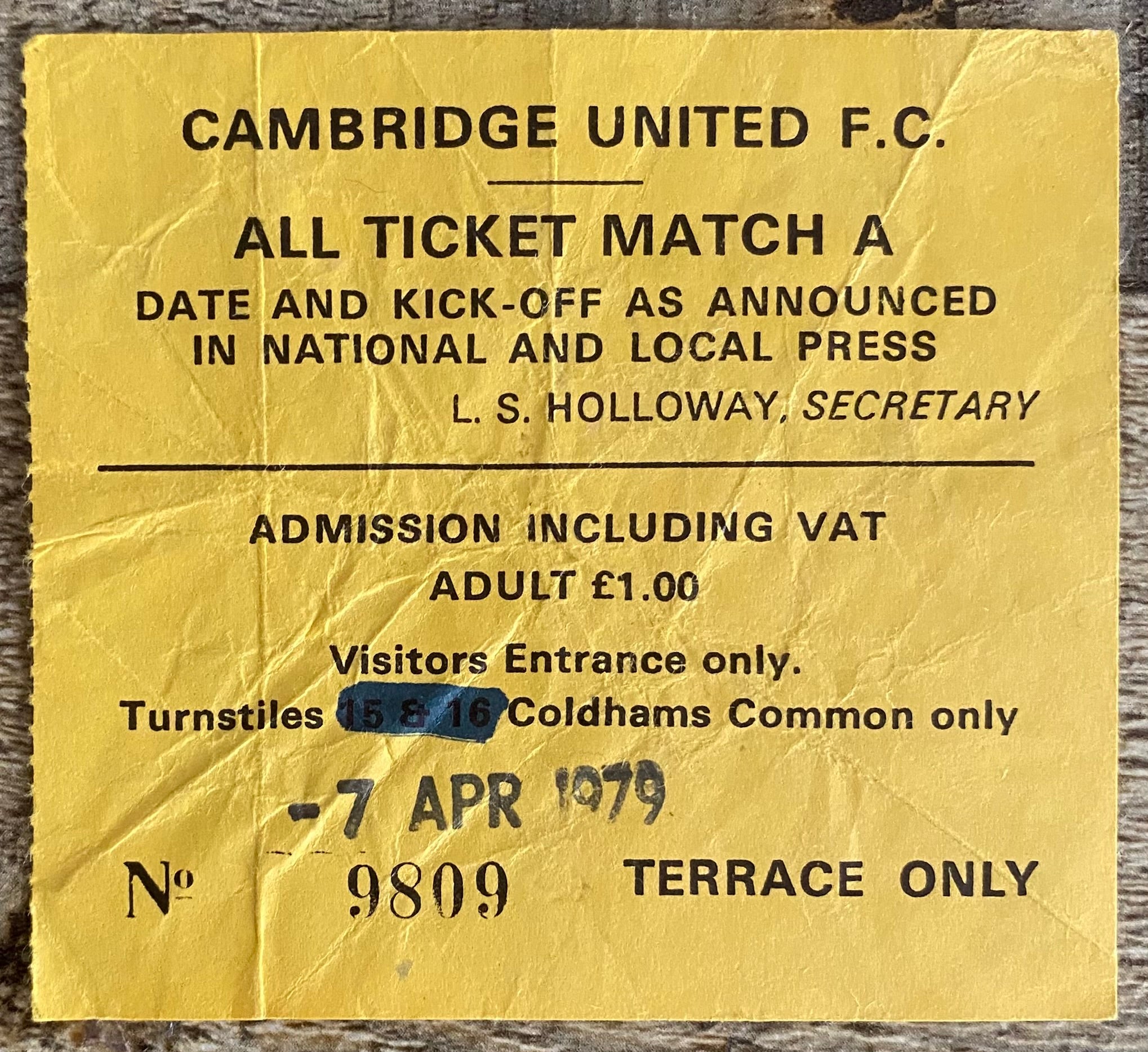 1978/79 ORIGINAL DIVISION 2 TICKET CAMBRIDGE UNITED V WEST HAM UNITED