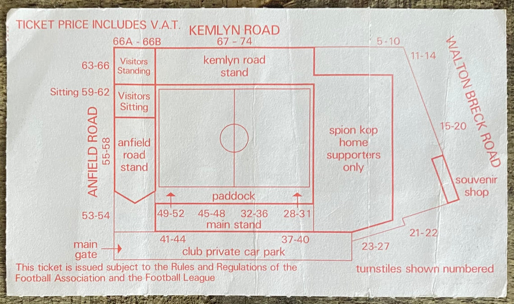 1986/87 ORIGINAL DIVISION ONE TICKET LIVERPOOL V WEST HAM UNITED