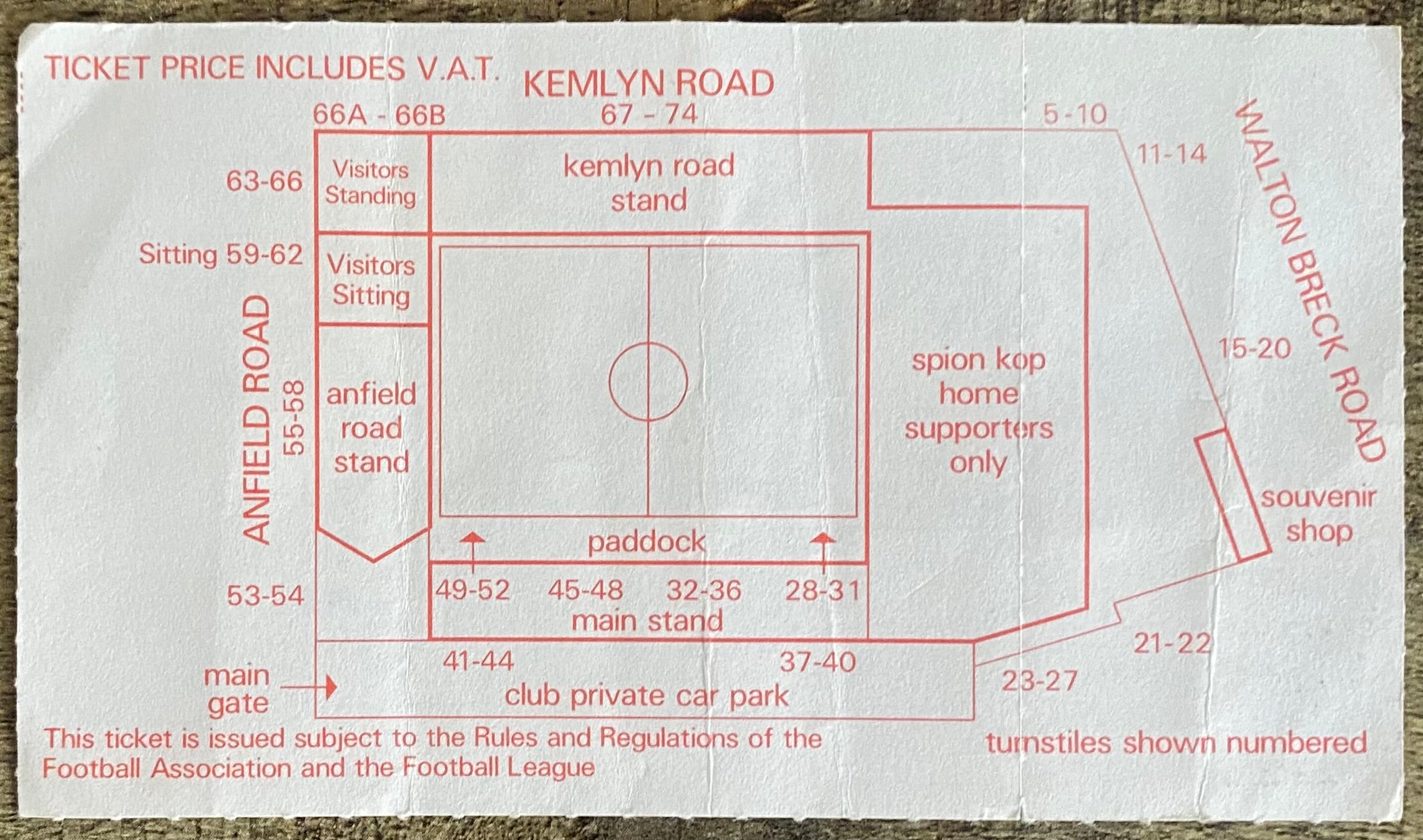 1986/87 ORIGINAL DIVISION ONE TICKET LIVERPOOL V WEST HAM UNITED