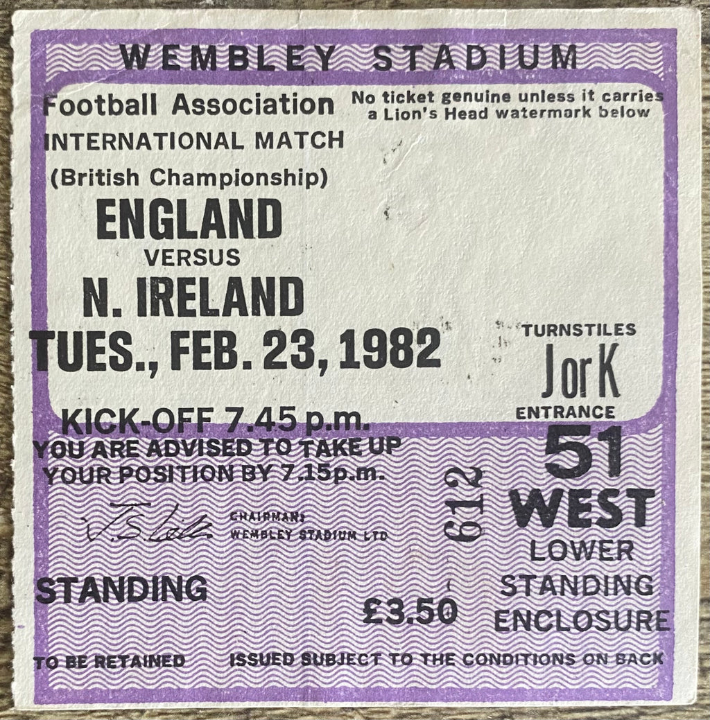 1982 ORIGINAL BRITISH HOME INTERNATIONAL CHAMPIONSHIPS TICKET ENGLAND V NORTHERN IRELAND