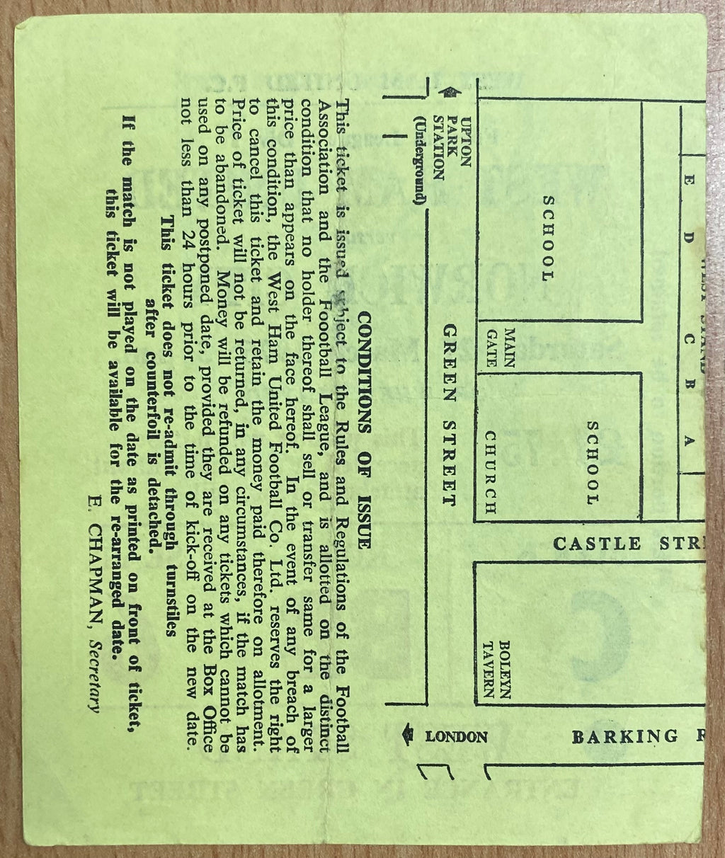 1975/76 ORIGINAL DIVISION ONE TICKET WEST HAM UNITED V NORWICH CITY