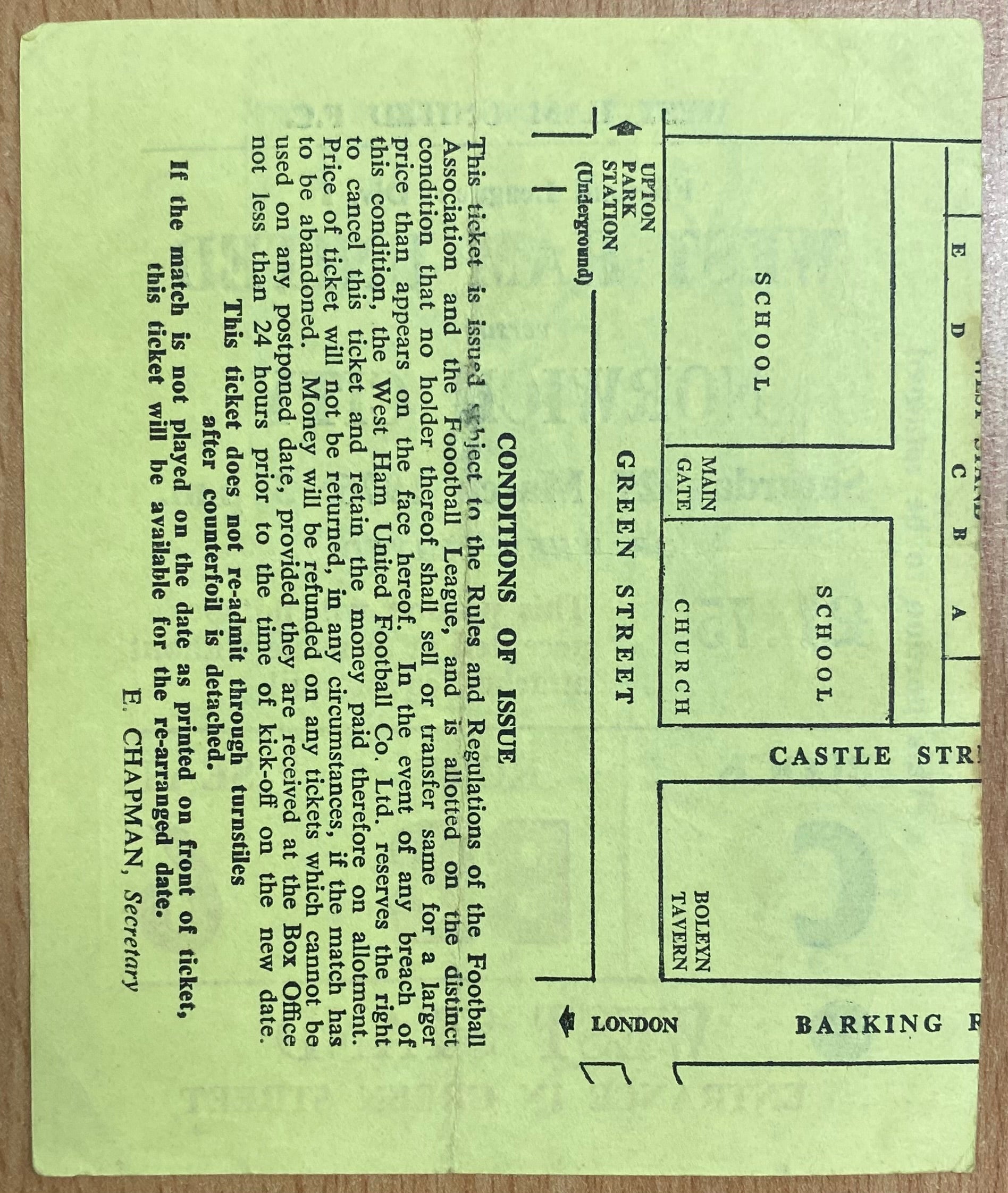 1975/76 ORIGINAL DIVISION ONE TICKET WEST HAM UNITED V NORWICH CITY