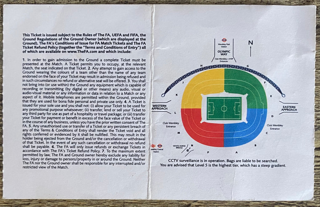 2007 ORIGINAL FA CUP FINAL TICKET CHELSEA V MANCHESTER UNITED