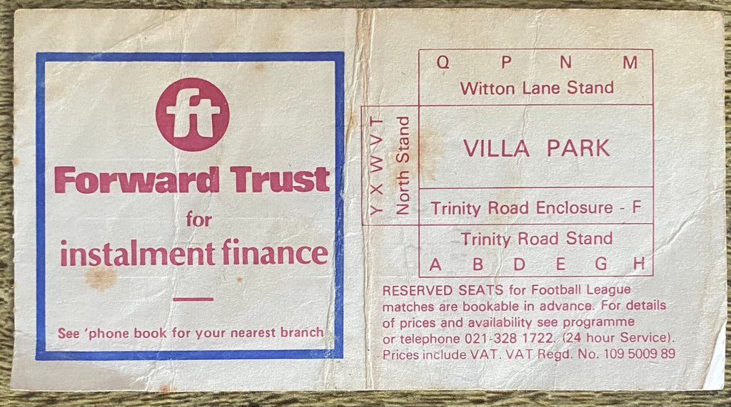 1978/79 ORIGINAL DIVISION 1 TICKET ASTON VILLA V BRISTOL CITY