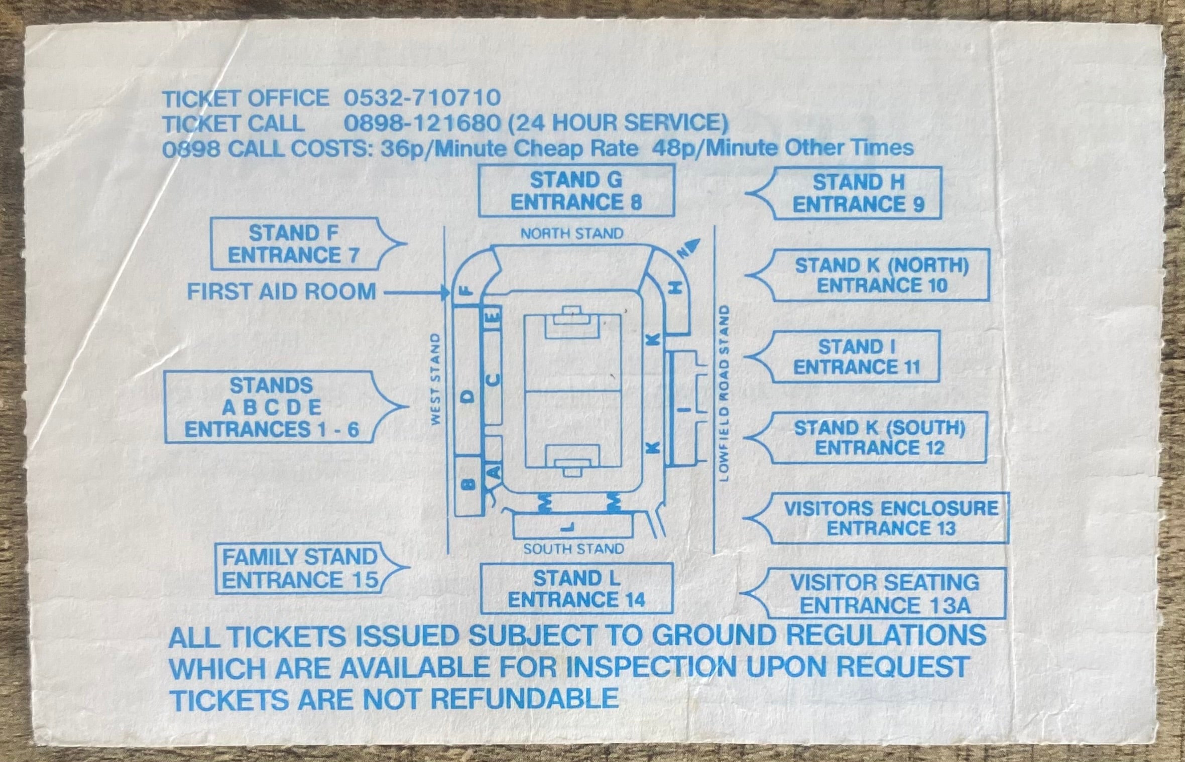1991/92 ORIGINAL DIVISION 1 TICKET LEEDS UNITED V LUTON TOWN