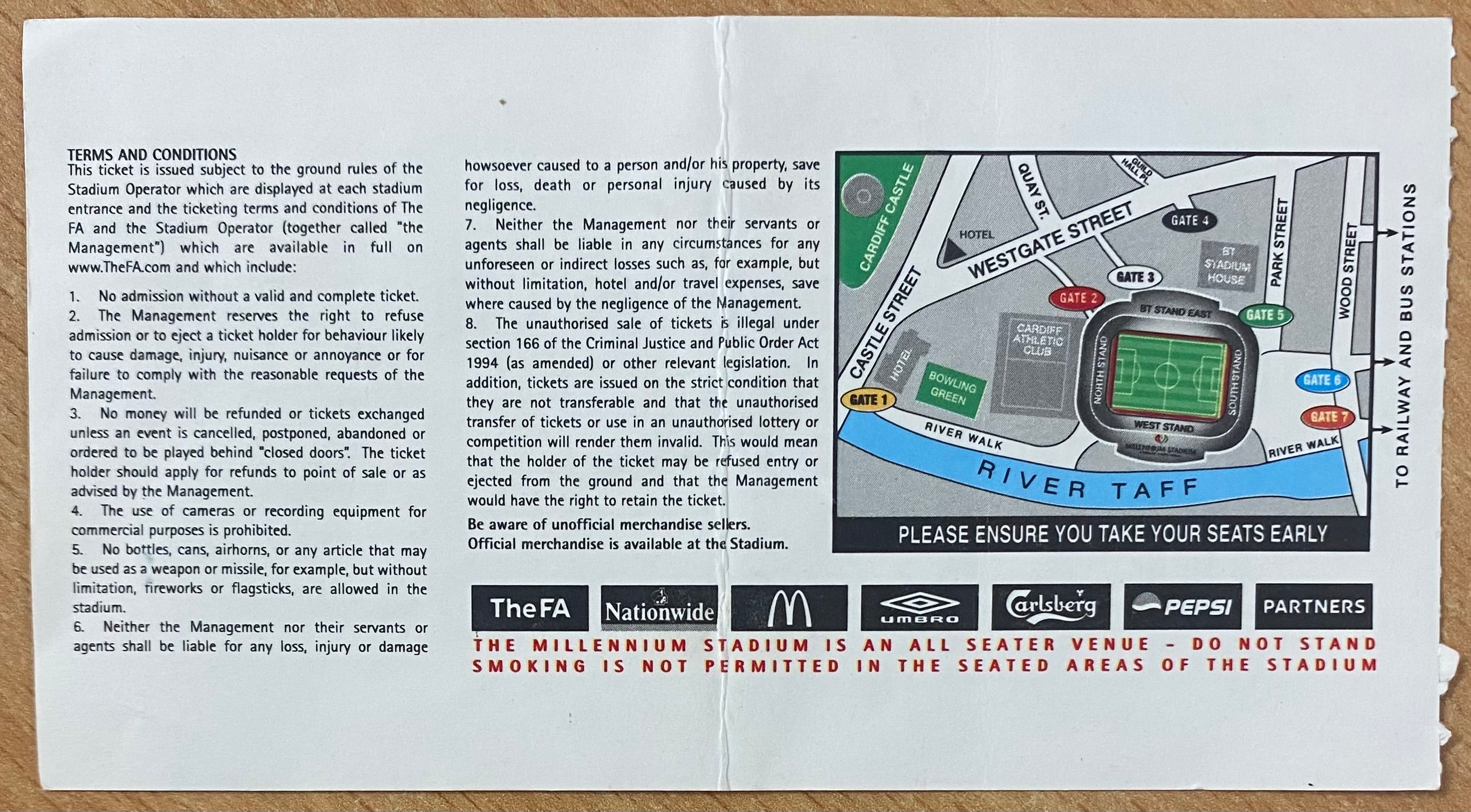 2005 ORIGINAL FA CUP FINAL TICKET ARSENAL V MANCHESTER UNITED @ CARDIFF