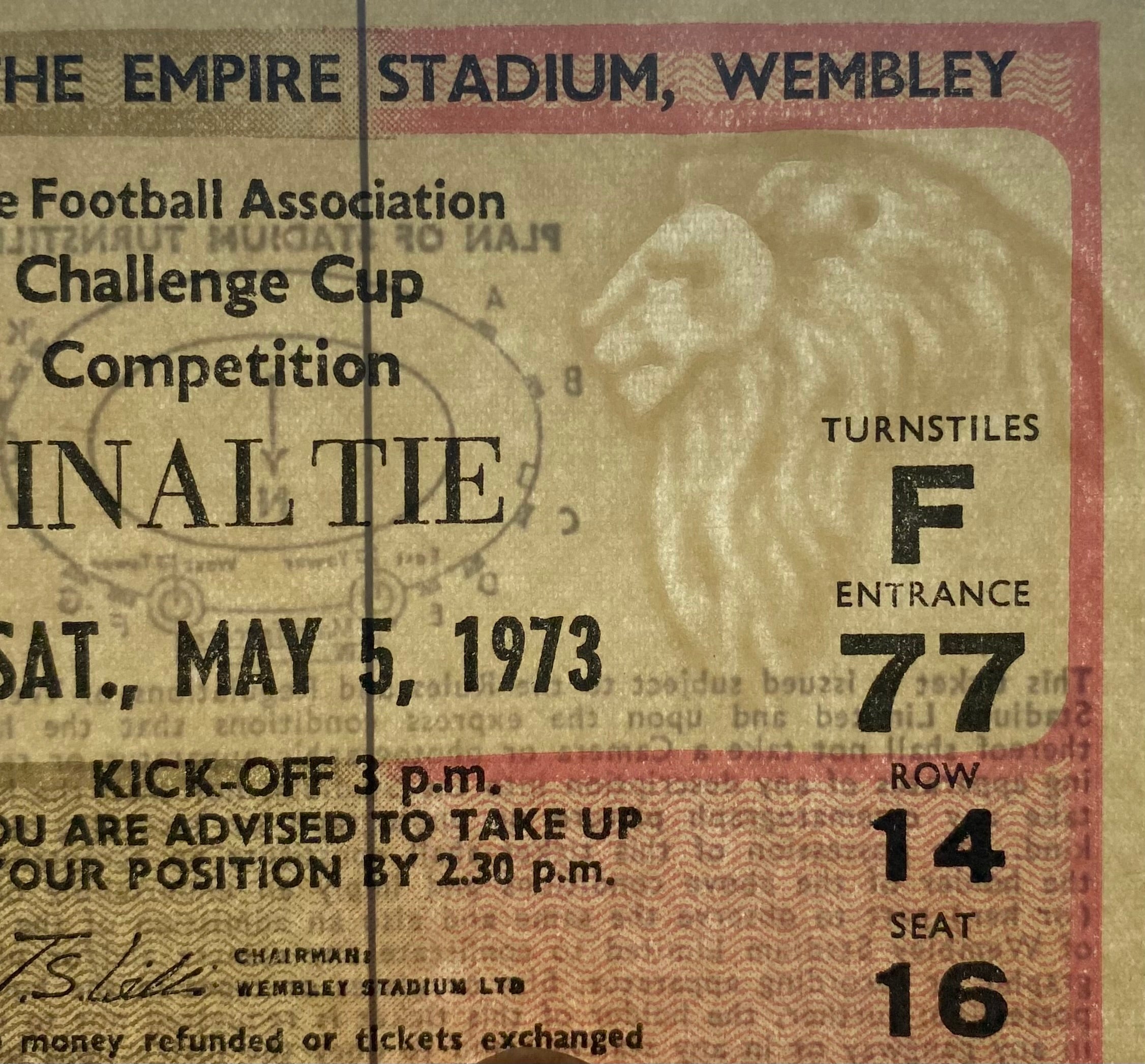 1973 ORIGINAL FA CUP FINAL TICKET SUNDERLAND V LEEDS UNITED