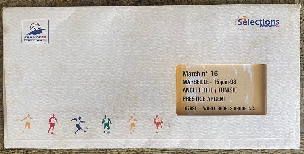 1998 ORIGINAL WORLD CUP 1ST ROUND TICKET ENGLAND V TUNISIA @ MARSIELLE (VIP TICKET PACK)