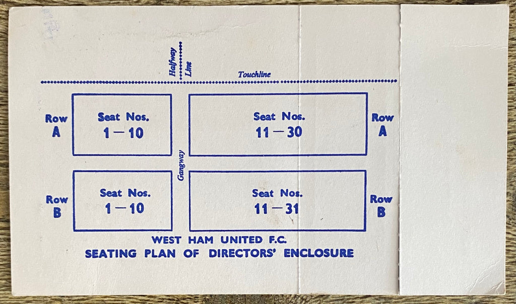 1963/64 ORIGINAL DIVISION ONE DIRECTORS TICKET WEST HAM UNITED V NOTTINGHAM FOREST